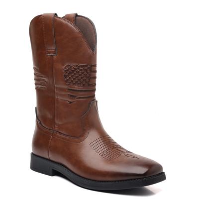 2024 Modne męskie wygodne buty z wysokimi nogawkami haftowane vintage szerokie palce kowbojskie buty zachodnie duże rozmiary 47 48 buty motocyklowe