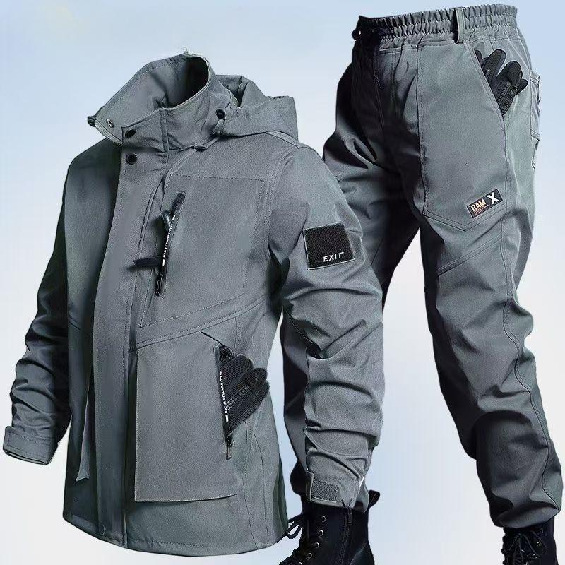 

Мужской осенний костюм, износостойкий, водонепроницаемый костюм-куртка XXXXL серый