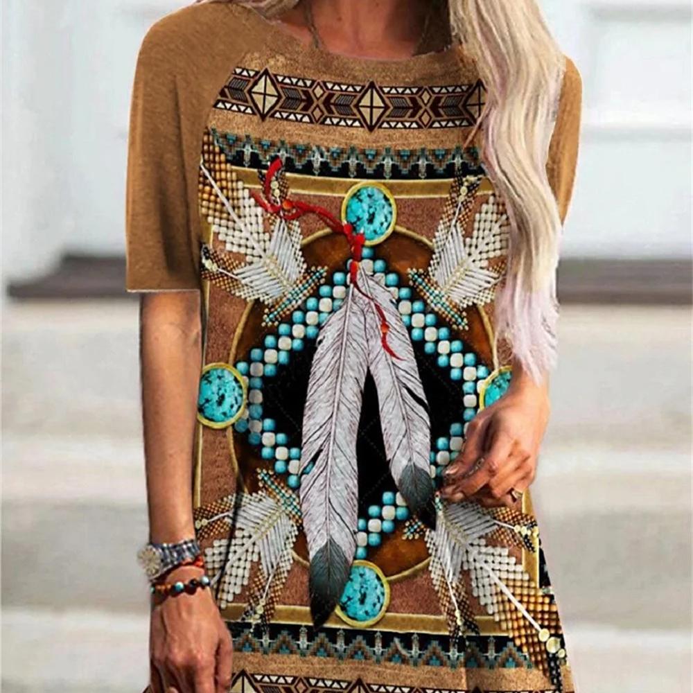 Fashion Summer Tshirt Women T Shirt Tops Tees Woman Clothing Casual 3d Print Indian Tshirts Ethnic Style Short Sleeve Tshirt