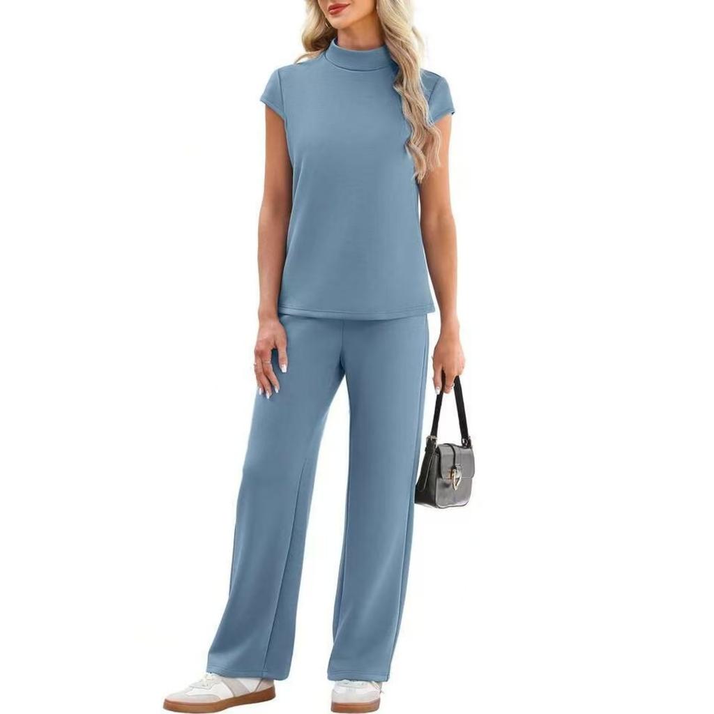 Fashion Women's Round Neck Short Sleeved Pants Fashion Casual Suit