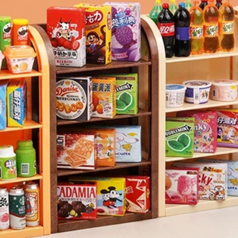 1:12 Miniaturowy Półka Supermarketowa Stojak Ekspozycyjny Półka do Przechowywania Dekoracja Sceny Zabawka Akcesoria do Domku dla Lalek