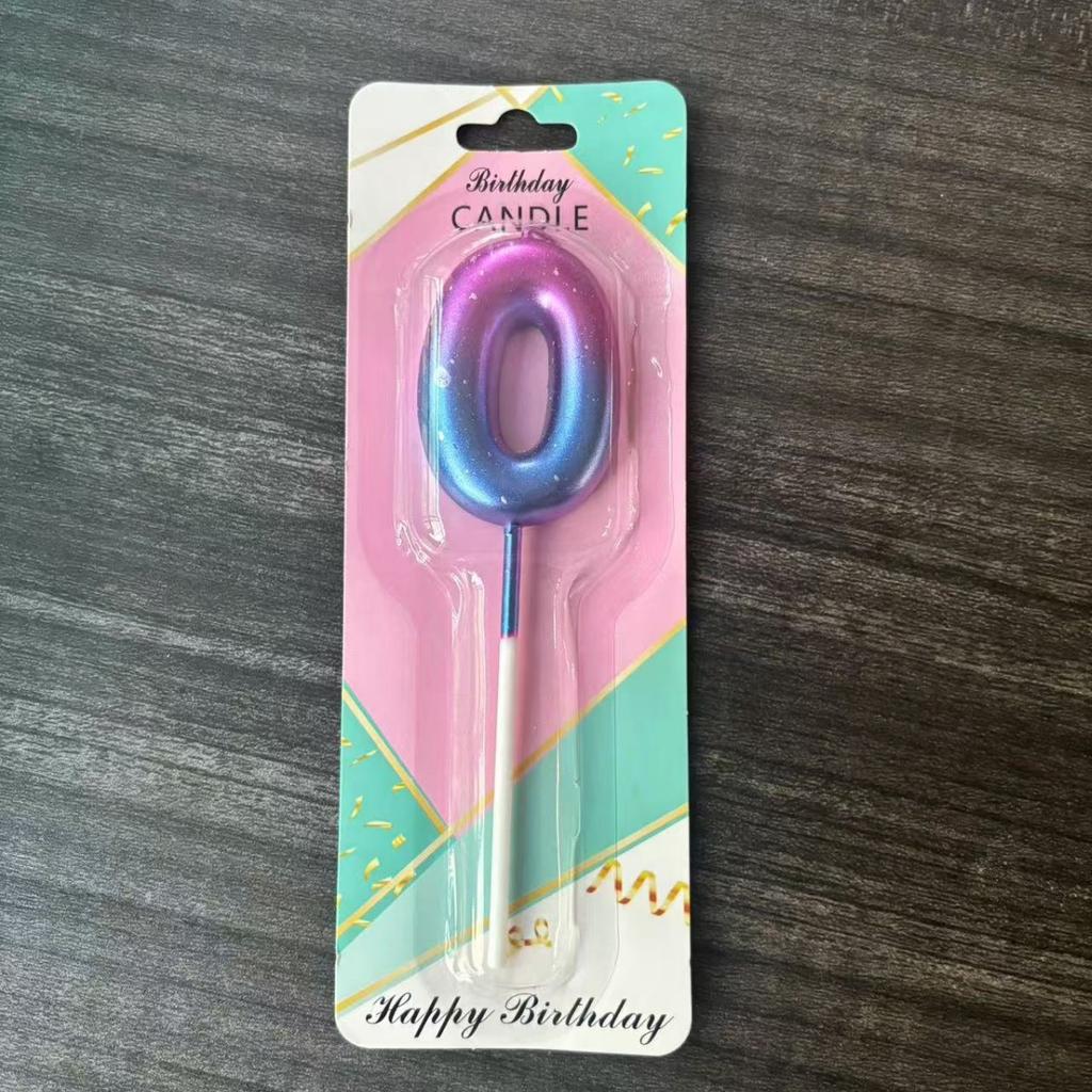 Ins Galaxy Gradient Digital Birthday Candle Ornament Pink Blue Purple Layout Party Cake Baking Plug-in Card