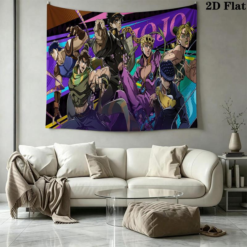 Anime JJBA Wall Tapestry Aesthetic Wall Hanging Printed Fabric Blanket Decorative Tapestries for Bedroom Living Room Home Decor