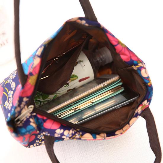 Yousheng Floral Tote Bag Reusable Oxford Cloth Shopping Tote Stylish Handbag Purse for Women Commuting Picnic Camping