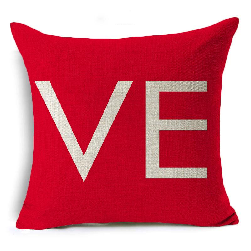 Valentine's Day Love Linen Pillowcase Wedding Red Gift Pillow Cushion Cover