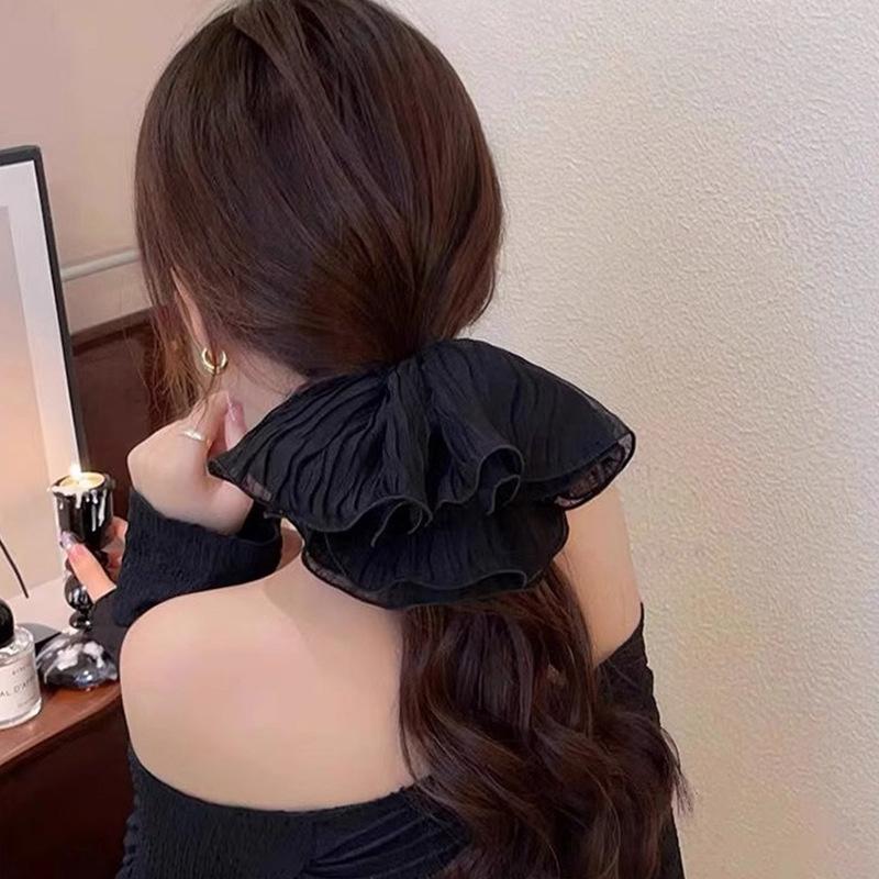 Korean Lace Pleated Scrunchies French Temperament Sweet Large Elastic Hair Band Ponytail Holder Hair Tie Hair Accessories