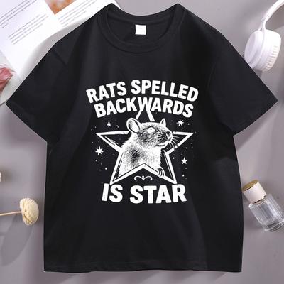 Rats Spelled Backwards Is Star Tshirt Unisex Funny Rat Tshirt Cotton Short Sleeve Animal T Shirt Printed Graphic Tees