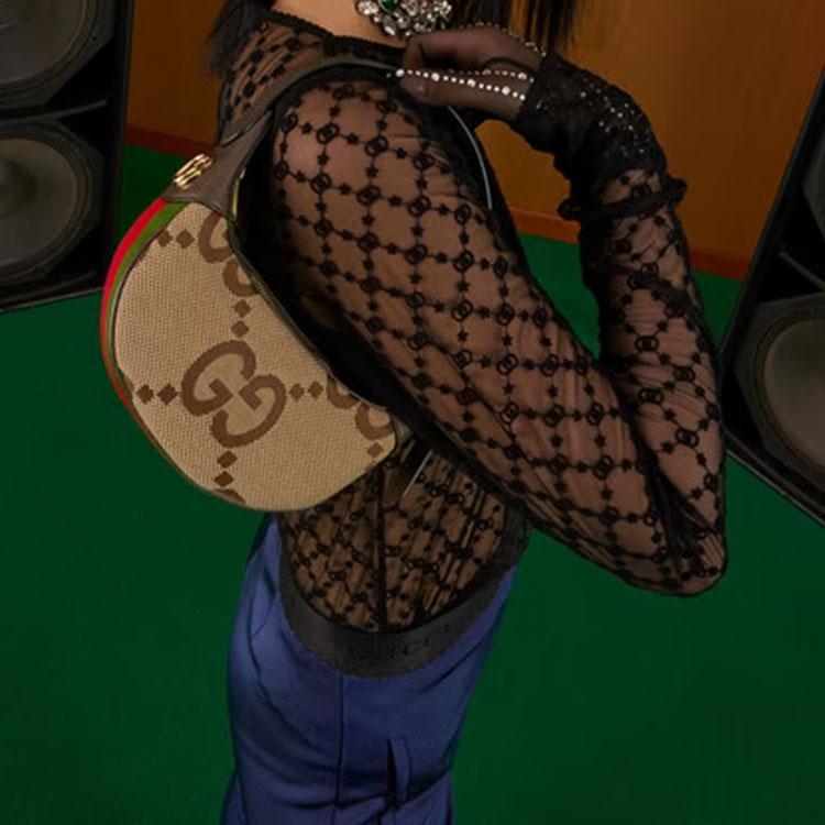 Gucci Ophidia Jumbo GG Mini Tasche Kamel/Ebenholz Damen Umhängetaschen Braun 658551-UKMDG-2570