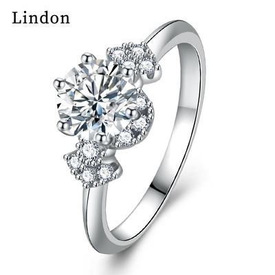 Lindon Classic Copper Alloy Zircon Ring Ladies Jewelry Wedding Promise Party Gift