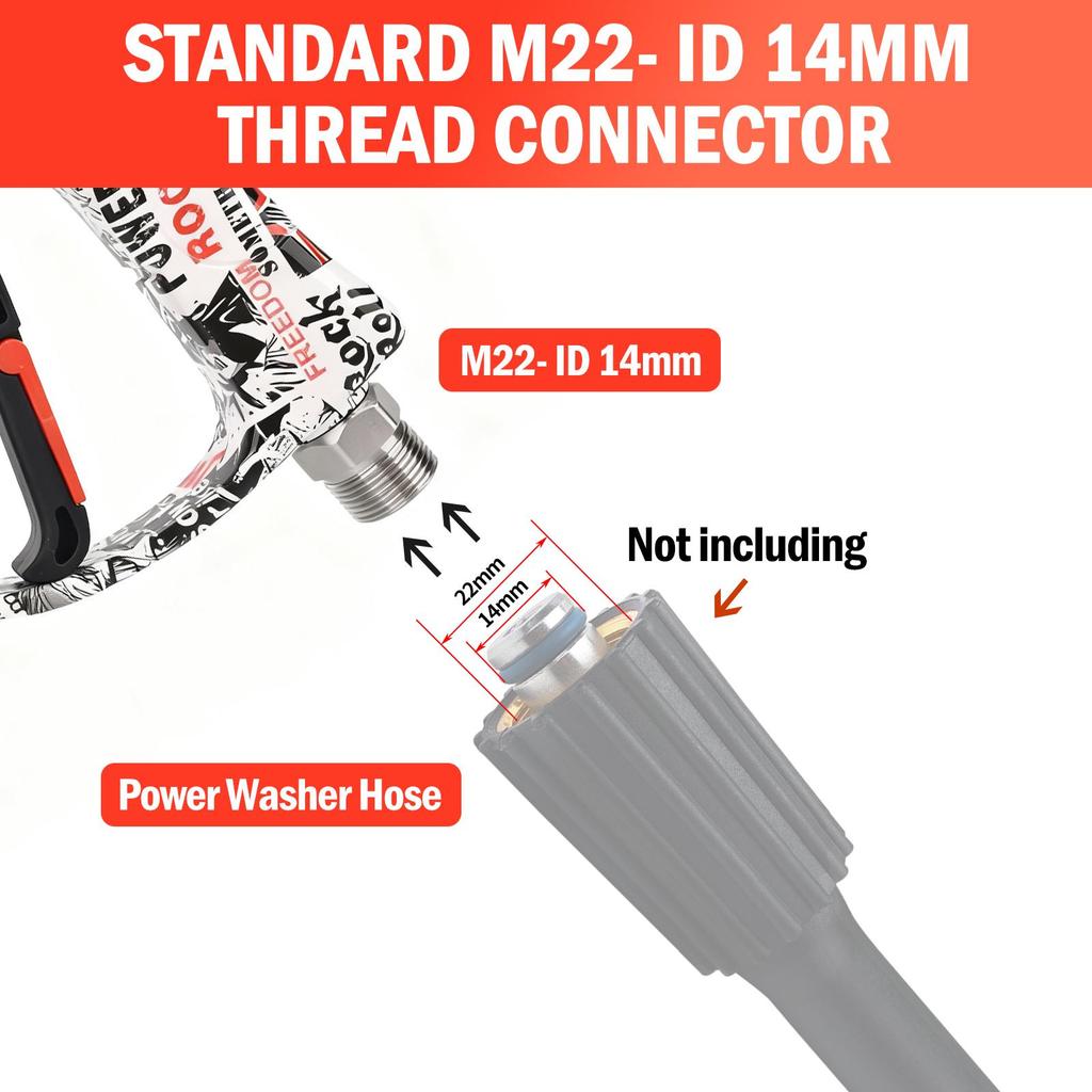 BEAR FORCE High Pressure Washer Gun 210Bar/ 3000 PSI Max, Power Washer Color Painted Short Spray Gun Inlet M22-ID14mm with 1/4" Quick Connector