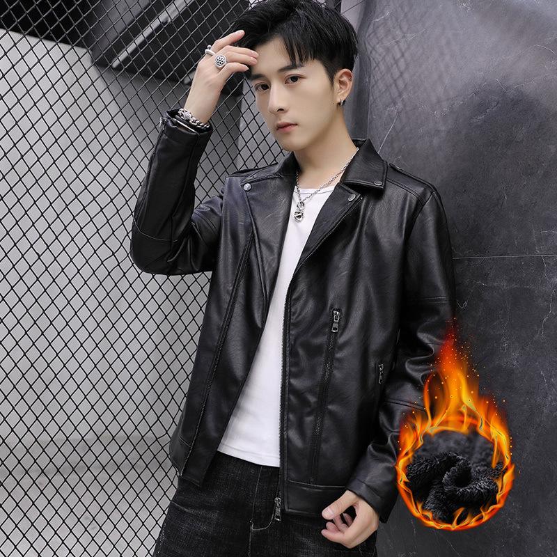 Leather Jacket Men's Loose Korean Style Green Handsome New Spring and Autumn Motorcycle Clothing Men's Leather Jacket Jacket
