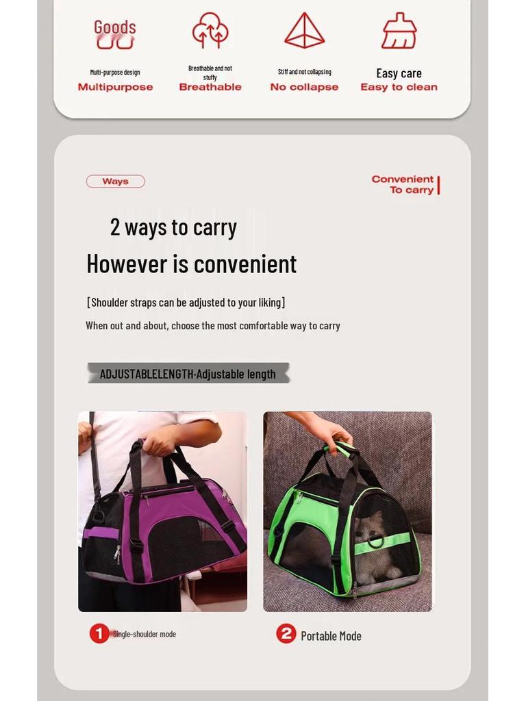 Durable Large Capacity Pet Backpack with Mesh - Portable for Cats & Small Dogs