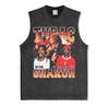 Canotta Senza Maniche Tupac Grafica Retro High Street Cotone Pesante