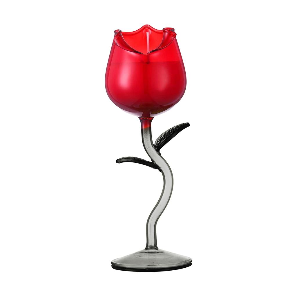 Rose Shaped Glasses,Elegant Decorative Rose Glass& Cocktails,with Rose Branch Handle,for Wedding,Anniversary