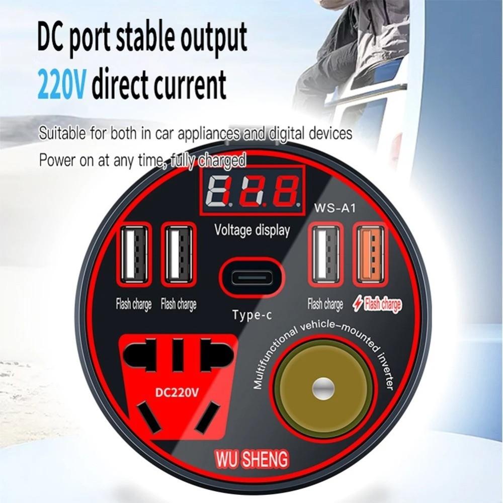 USB/Type C Charger Car Inverter High Power Car Power Converter Multifunction Car Converter Socket