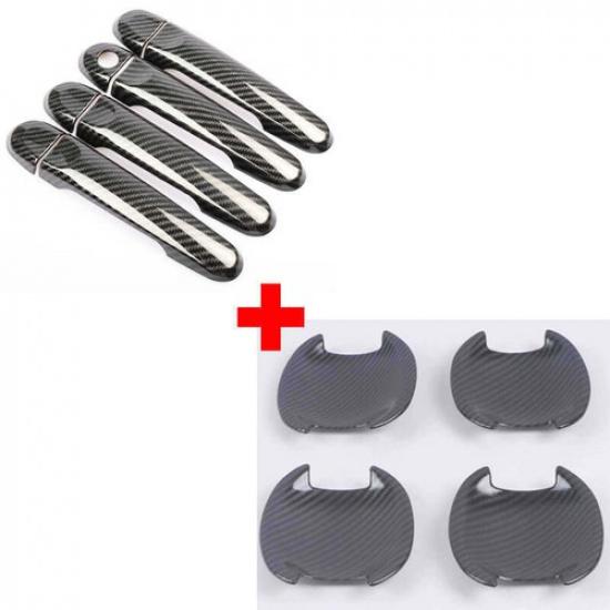 Carbon Fiber/Chrome Car Door Handle Bowl Cover For Nissan Almera Sunny March