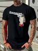 Graphic T-shirt - Black with White Hand and Revolver Design