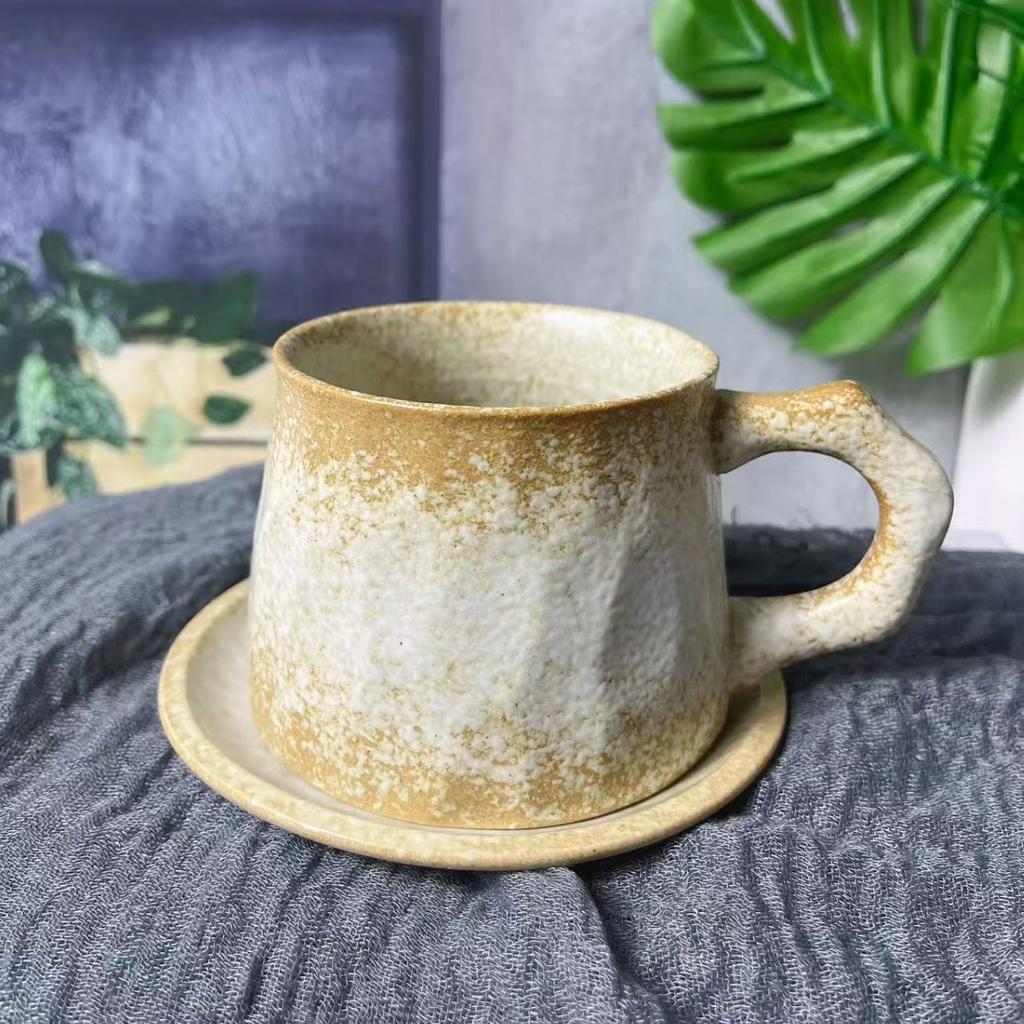 Vintage Ceramic Coffee Cup and Saucer Set Kiln Turner Craftsmanship Mug Stoneware Mug Home Restaurant Water Cup
