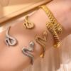 CARLIDANA Hammered Snake Stainless Steel Double Layer Cuff Bangle Water Wave Gold Plated Fashion Jewelry Bracelets Bangles