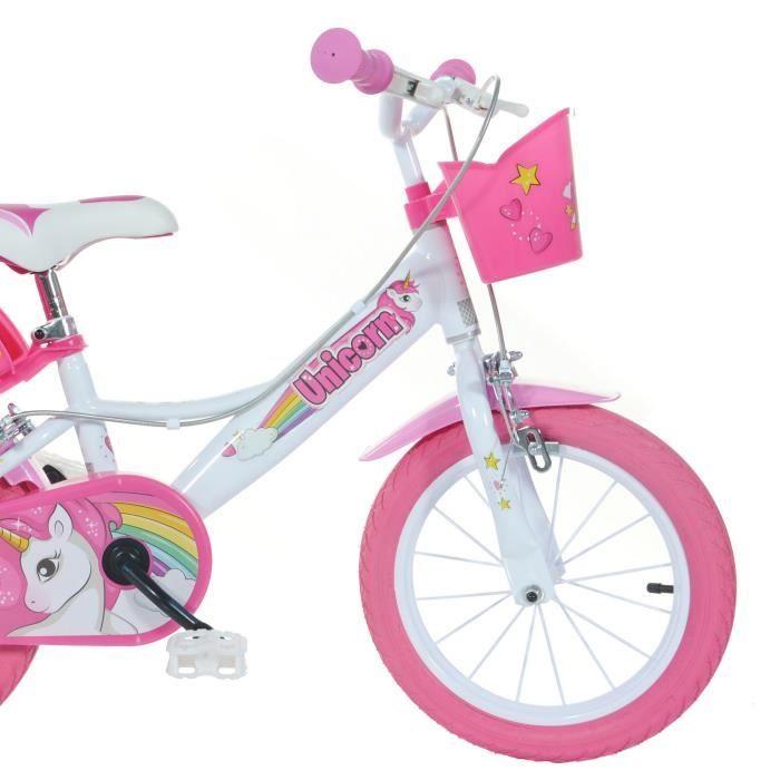 Vélo Enfant 16" - UNICORN - Rose - 5 À 7 Ans - Idéal Pour Filles - Roues De 16 Pouces