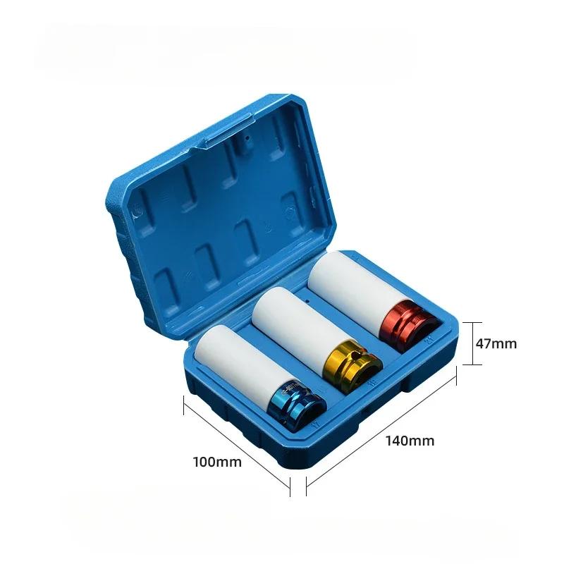 3/5pcs Impact Socket 15/17/19/21/22mm Hole Colorful Tire Protection Repair Disassembly Tool for Deep Impact Nut Driver Hand Tool