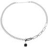 Hip-Hop Minimalist Black Square Stud Earrings & Women's Niche Titanium Steel Spliced Couple Pendant Necklace.