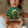 Vintage Ierland Metalen Muurkunst Bord Rond Decor
