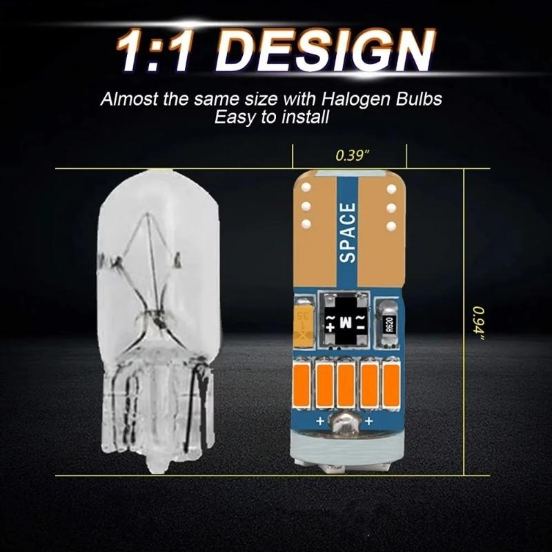 10pcs Super Bright T10 License Plate Light 168 12V Car LED Reading Bulbs 194 W5W Interior lamps