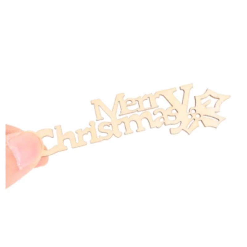 25szt 9cm Drewniane DIY Świąteczne Tagi Akcesoria Rzemieślnicze Naturalne Drewniane Litery Wesołych Świąt Wycinane Tabliczki Dekoracje Cardmaking