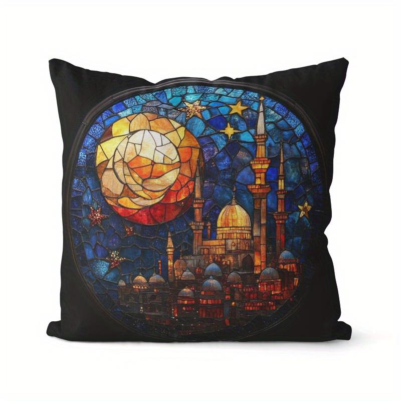 Home Decor Ramadan Mosque Pattern Decorative Pillow Covers Pattern Cushion Cover Suitable For Sofa Bedroom Car Pillow Cover