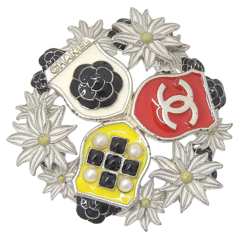 

CHANEL COCO Mark Brooch Camelia Red/Yellow/White metallic 13.8g Women Used