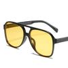 Double Bridge Square Women Sunglasses Vintage Brand Big Frame Sunglass Shades UV400 Women's Black Yellow Sun Glasses