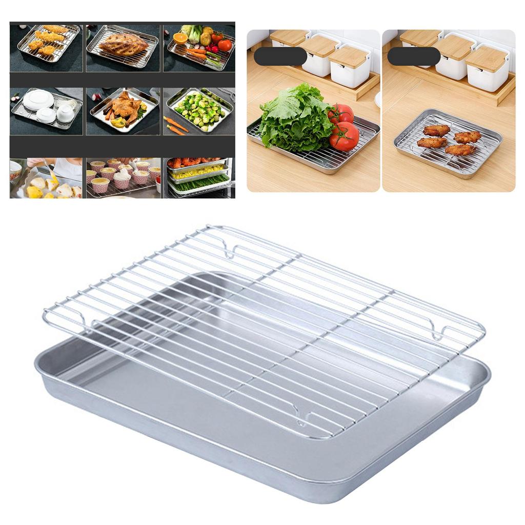 Pan Cookie with Wire Rack Heavy Duty Bakeware Bread Pans Cooling Oven Tray for Hotels