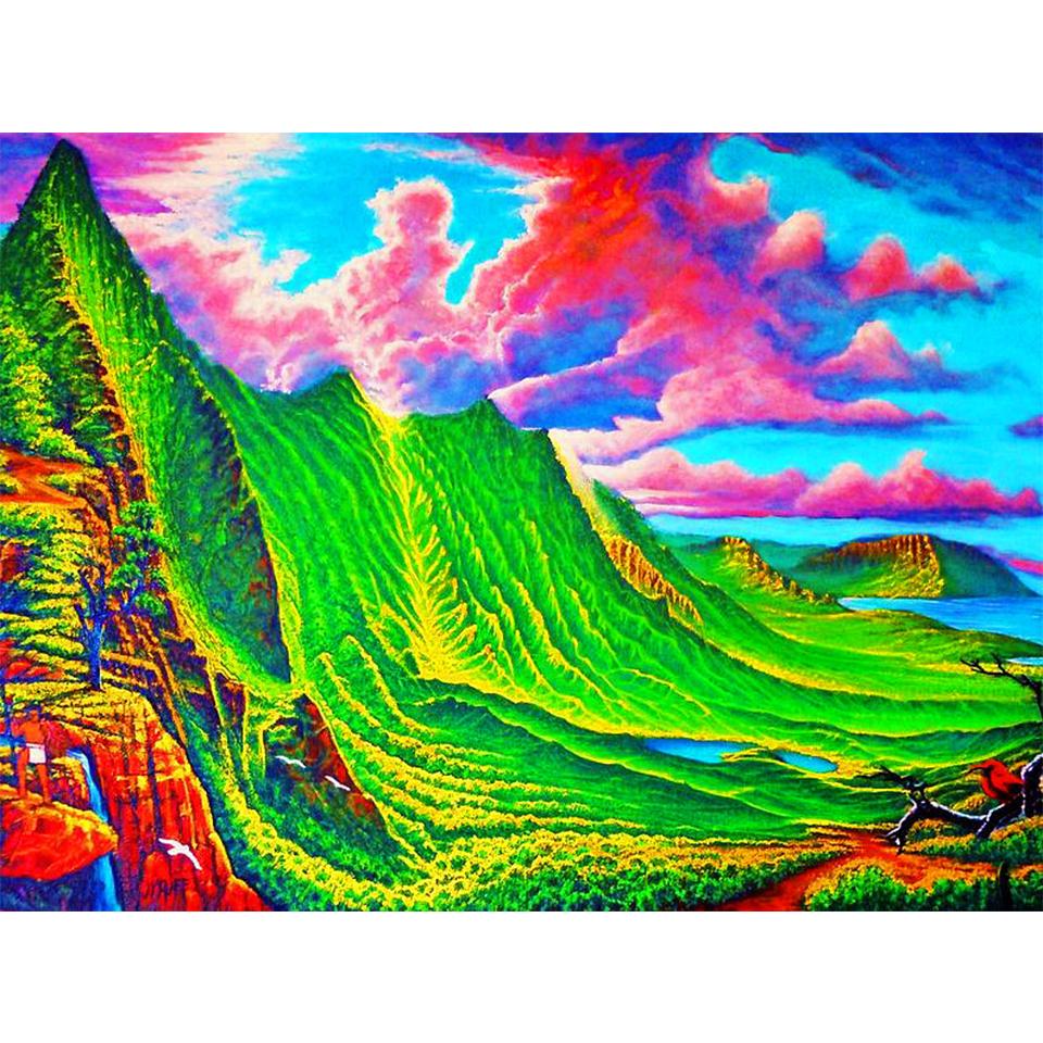 5D DIY Diamond Painting Landscape Scenery Cross Stitch Kit Full Round Rhinestone Embroidery Mosaic Home Decoration Gifts