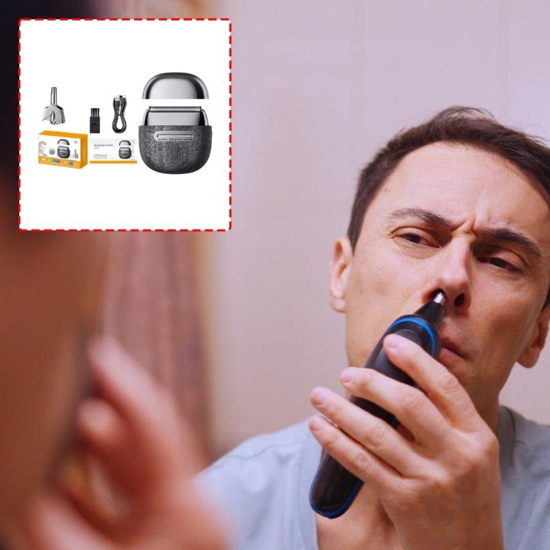 Portable Electric Beard Shaver and Nose Hair Trimmer ABS Texture Comfortable Handling for Easy Travel and Home Grooming
