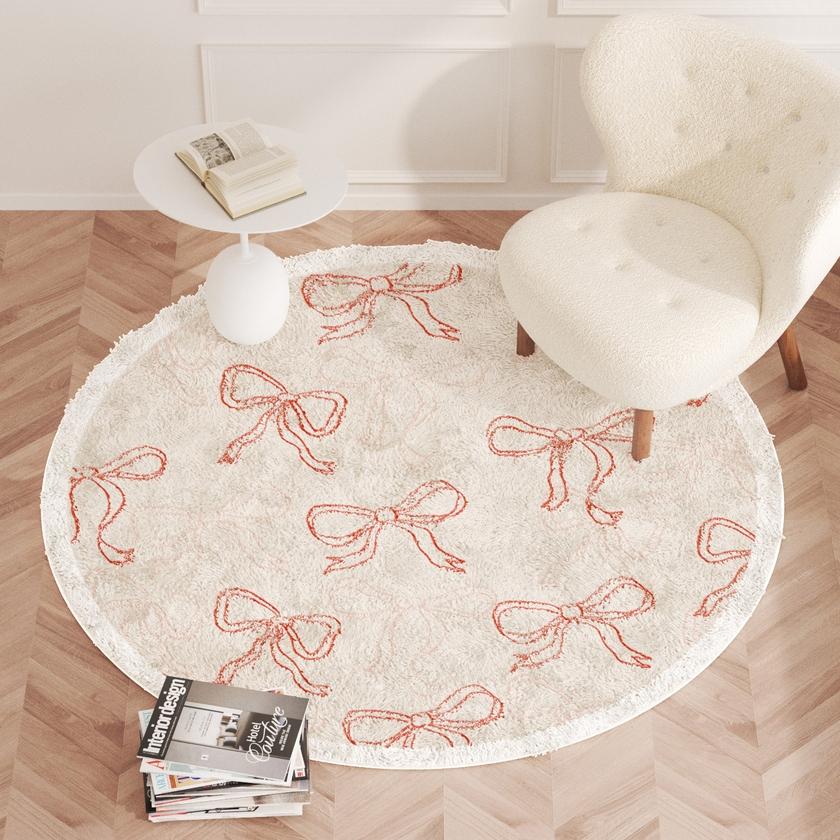 Ins Style Bedroom Decor Round Carpet Thickend Plush Carpets for Living Room Fluffy Soft Bedside Rug Washable Cloakroom Floor Mat