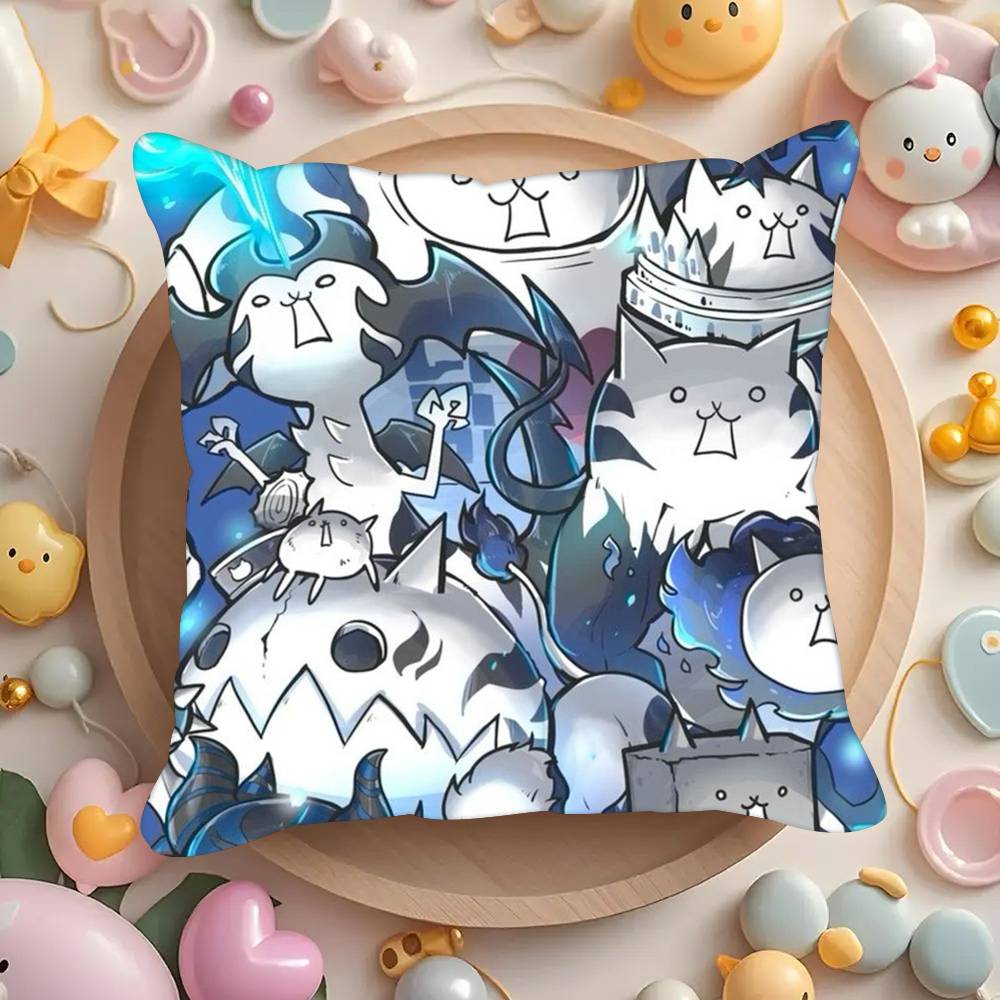 

Game B-Battle Cats Anime Pillowcases cushion covers living room sofas home decor gifts 12x12Inch