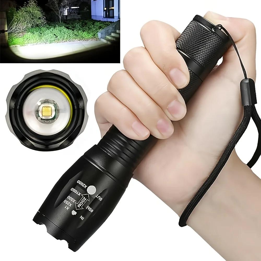 High Power T6 LED Flashlights Aluminum Alloys Battery Powered Zoomable 5 Light Modes Torch Outdoor Camping Hiking Fishing Lamp