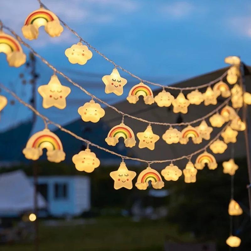 LED Smiling Cloud & Star String Lights for Children's Bedroom Decoration