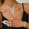Fashionable Tassel Sparkling Rhinestone Necklace Earring Jewelry Set, Light Luxury Style High-end Jewelry Set