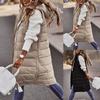 Damen Langer Wintermantel Weste Mit Kapuze Ärmellos Warmer Daunenmantel Mit Taschen Steppweste Daunenjacke Gesteppte Outdoorjacke