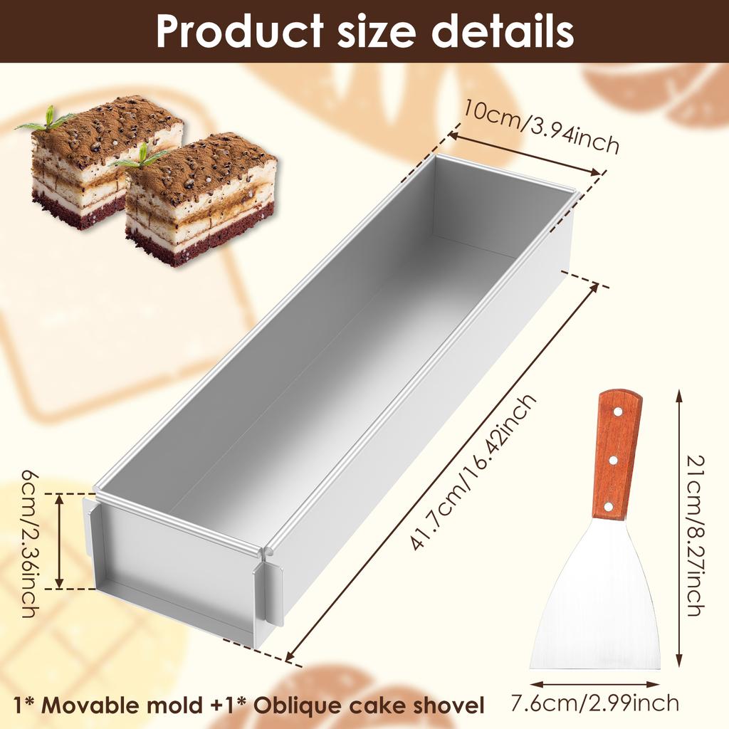 Rechteckige Kuchenform Aluminiumlegierung Tiramisuform Kuchenbackblech Antihaftbeschichtung Dessert-Herstellungsform mit abnehmbarem Rand zum Backen