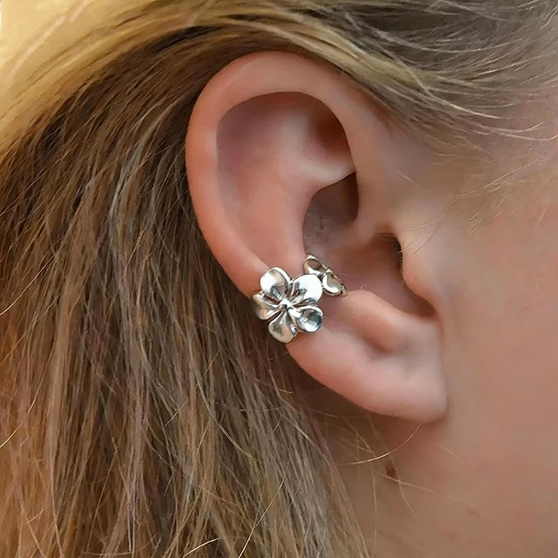 Vintage Metal Flower Ear Cuff Ear Wrap Elegent Ear Cuff Flower Ear Clip Stackable Women s Accessories Gift for Her Daily Wear