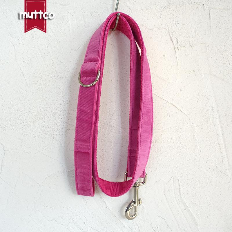 MUTTCO Pink Velvet Double Layer Durable Dog Collar and Leash UDL-146 XS