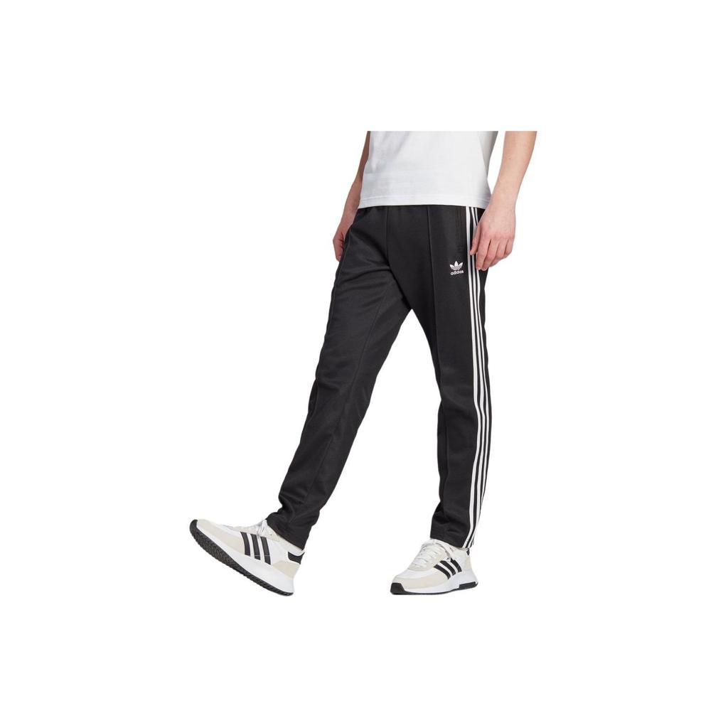 Adidas Beckenbauer Side Stripe Logo Print Knit Sports Pants Men Bottoms Classic-Black ll5764