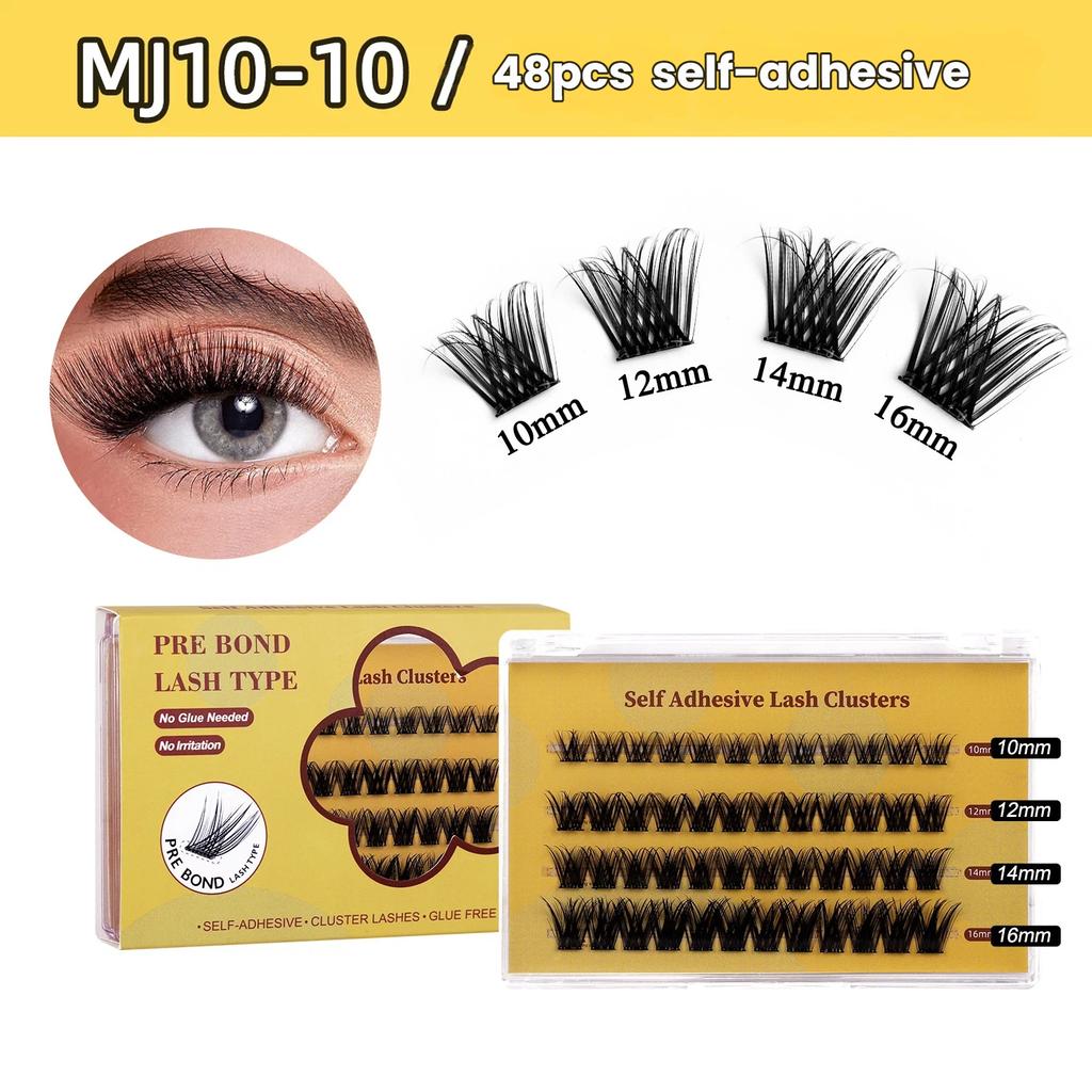 False Eyelashes - Glue-Free DIY Segmented Lashes, Formaldehyde-Free, Voluminous & European Curl, Self-Adhesive Makeup