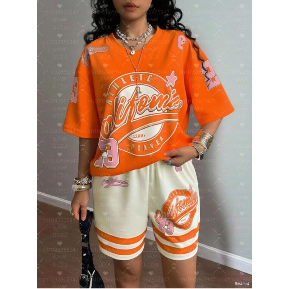 Stil American California 23 Imprimeu Tricou Jersey Costum Tricou Femei + Pantaloni Scurți Trening Femei Set 2 Piese Îmbrăcăminte Femei