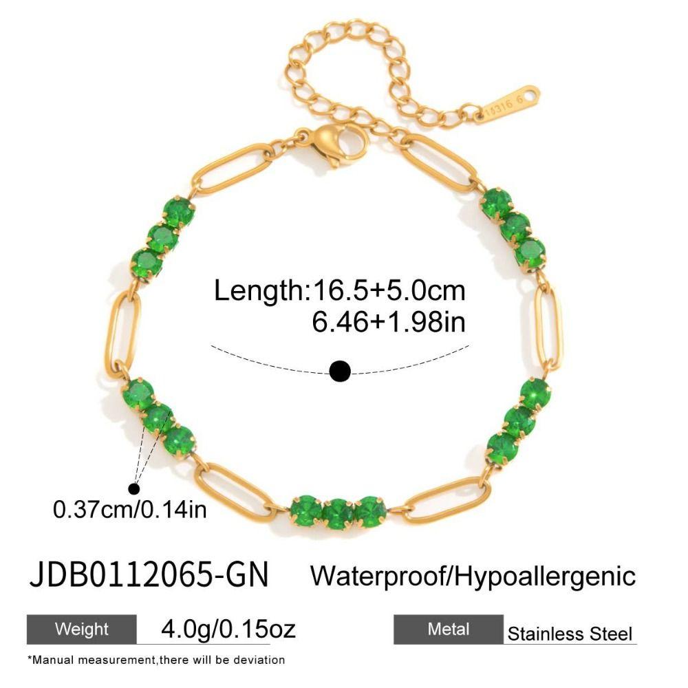 Exquisite Tennis Chain Bracelet Heart-Shaped Geometric Circular Stacked Bracelet Green White Zircon Women Jewelry