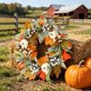 Artificial Pumpkin and Leaf Wreath 40/45cm Fall Harvest Decorative Door Wreath with Faux Berries and Foliage for Seasonal Home Decor