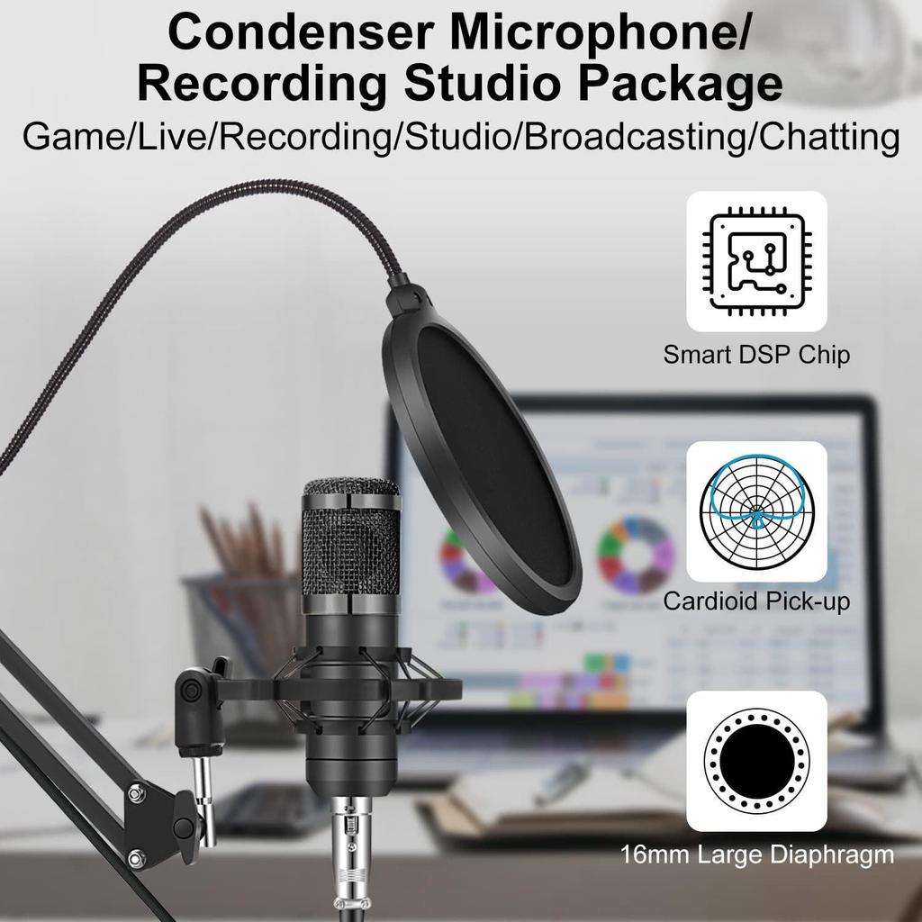 V8 Bluetooth Live Sound Card with BM-800 Microphone Compatibility for Mobile Phones